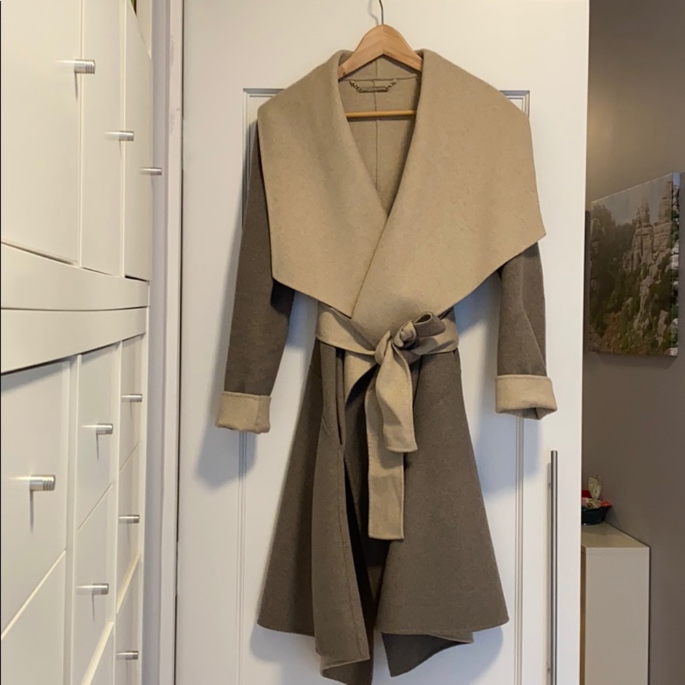 Diane von Furstenburg Reversible Grey Wrap Coat